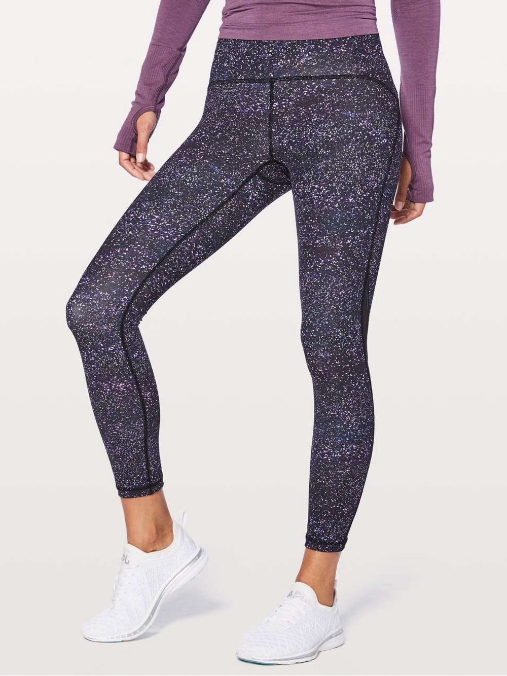Lululemon Train Times 7/8 Leggings Crystalline Black Mesh